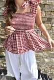 Nonni Gingham Bandeau Cami Sangria